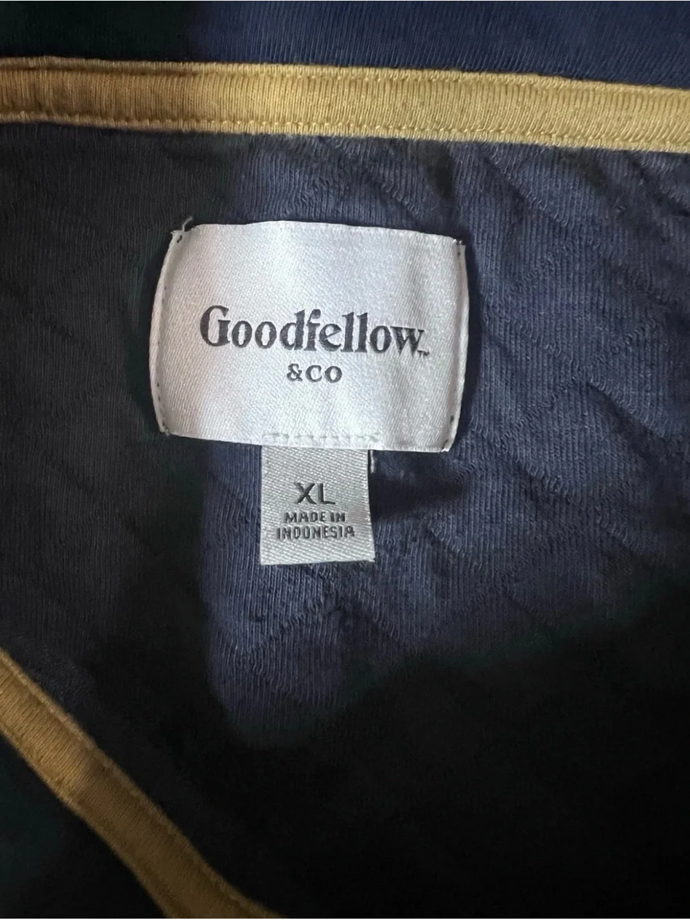 Goodfellow & Co Quilted Crewneck Pullover - Navy with Metal Snap Placket